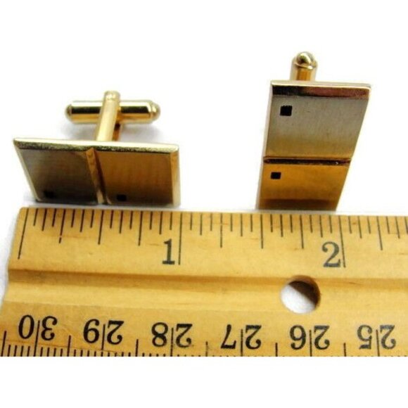 Hickok Double Square Gold T Stone Vintage Tux Shirt Dress Suit Vintage Cufflinks - Picture 5 of 10